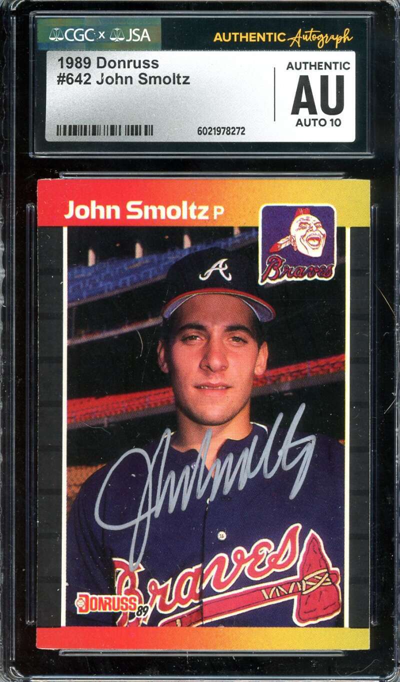 John Smoltz Gem Mint 10 JSA CGC Coa Signed 1989 Donruss Rookie  Autograph