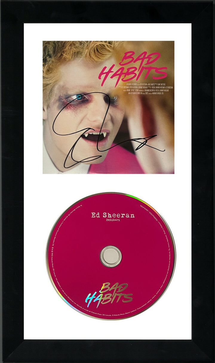 Ed Sheeran signed 2021 Bad Habits Atlantic Records Single Cover/CD Framed 6.5x12