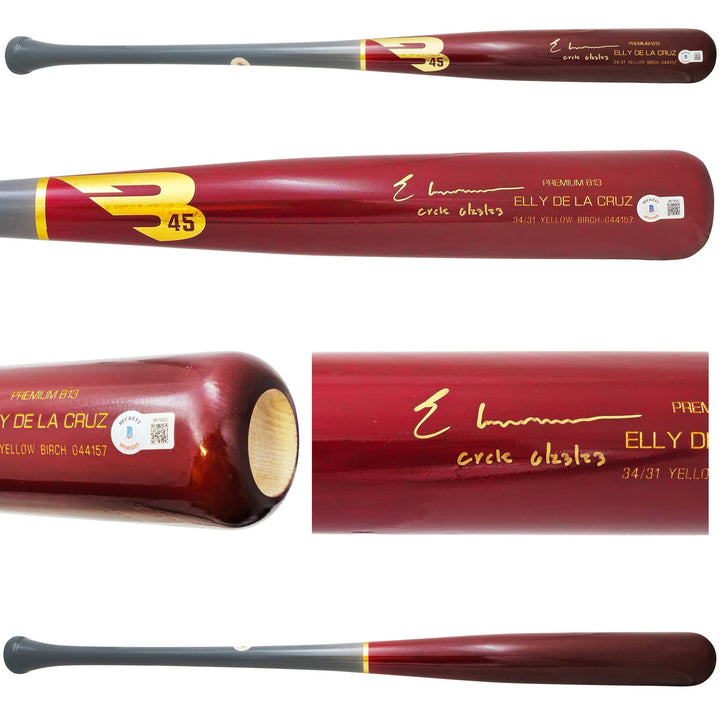 Elly De La Cruz Auto Reds B45 Player Model Baseball Bat Cycle 6/23/23 Beckett