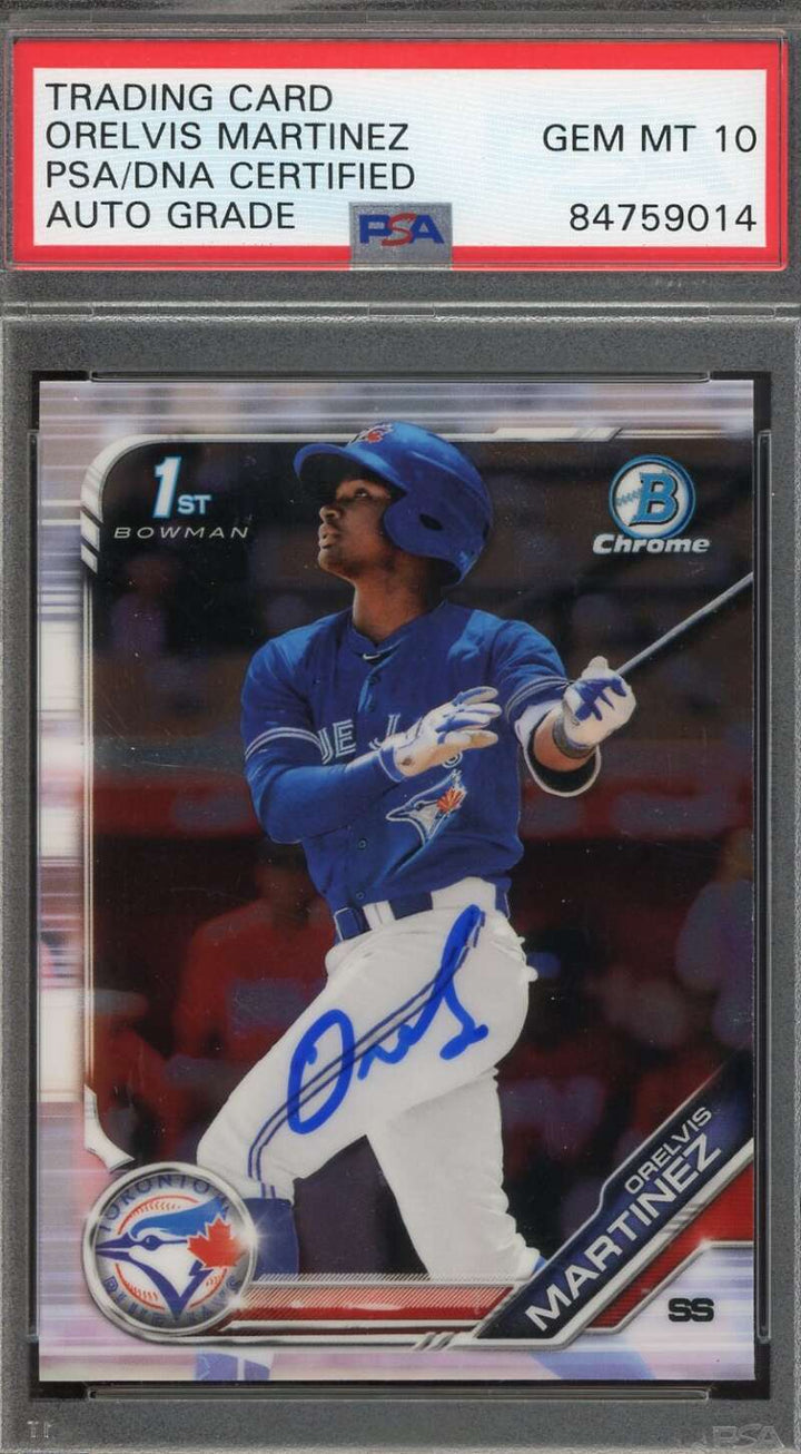 Orelvis Martinez Gem Mint 10 PSA DNA Signed 2019 Bowman Chrome First Autograph
