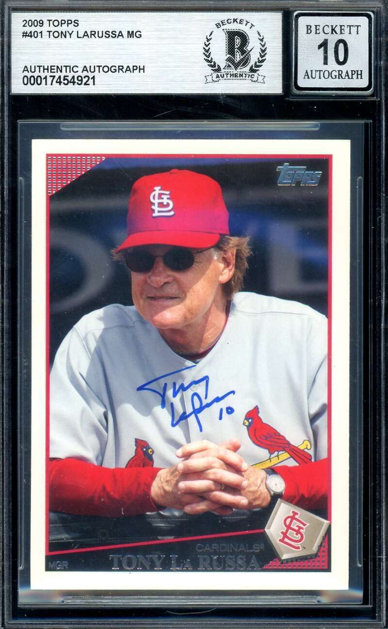 Tony LaRussa Gem Mint 10 Beckett BAS Signed 2009 Topps Autograph
