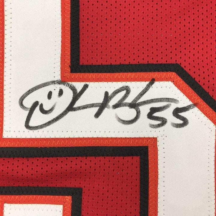 Framed Autographed/Signed Derrick Brooks 35x39 Tampa Bay Red Jersey JSA COA