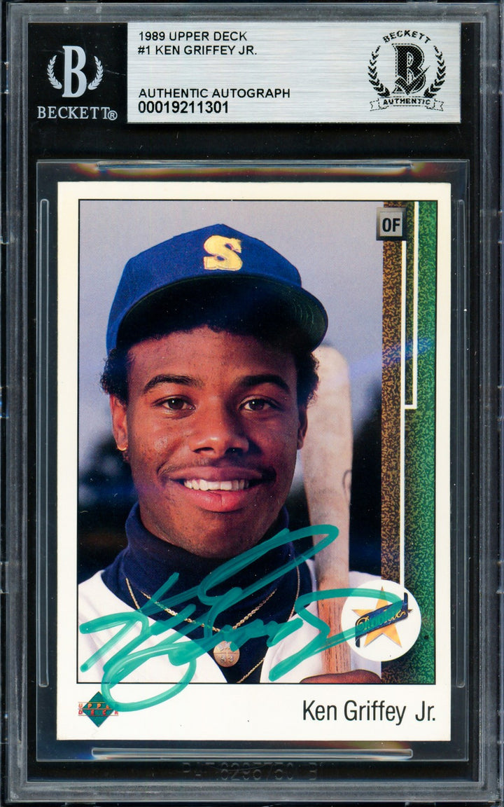 Ken Griffey Jr. Signed 1989 Upper Deck Rookie Card #1 Seattle Mariners Beckett