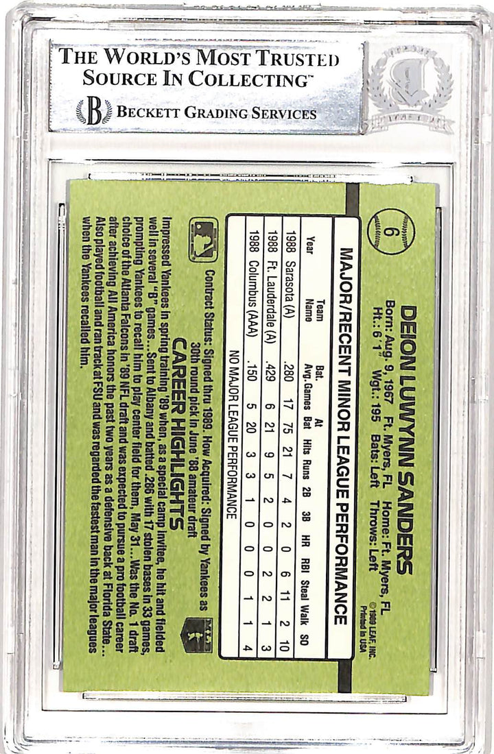 Deion Sanders Signed 1989 Donruss #6 Trading Card Beckett 42658
