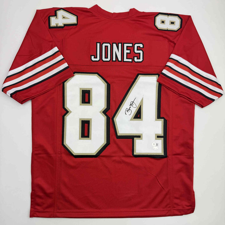 Autographed/Signed Brent Jones San Francisco Red Alternate Jersey Beckett COA