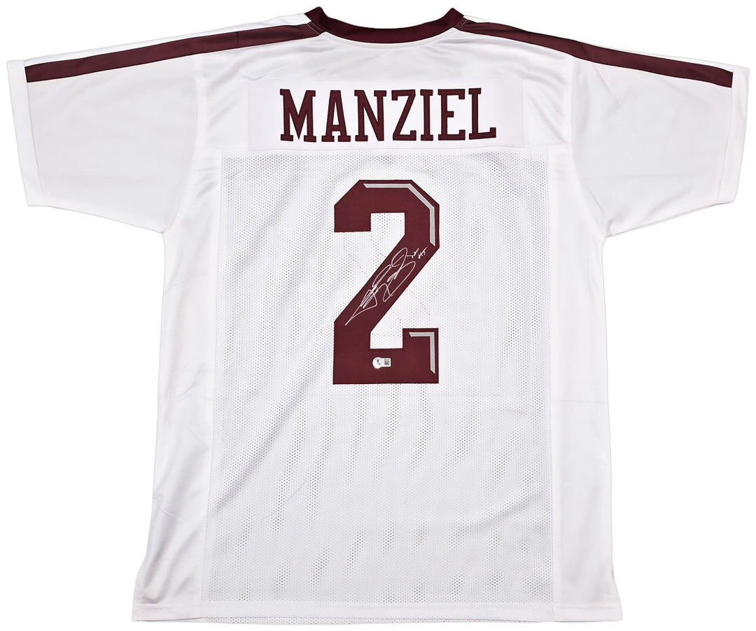 Texas A&M Aggies Johnny Manziel Signed White Jersey "12 HT" Beckett Witness
