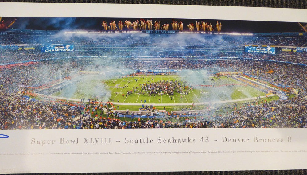 Russell Wilson Signed 13x40 SB XLVIII Panoramic Photo Seattle Seahawks RW Holo