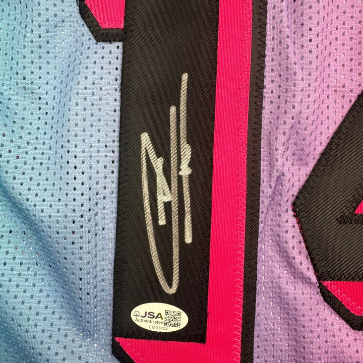 Autographed/Signed Tyler Herro Miami Vice Basketball Jersey JSA COA