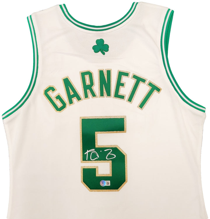 Boston Celtics Kevin Garnett Signed White & Gold Mitchell & Ness Hardwood