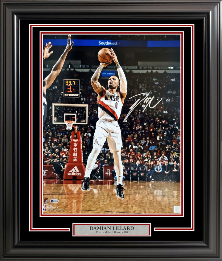 Damian Lillard Signed Framed 16x20 Photo Portland Trail Blazers Beckett BAS