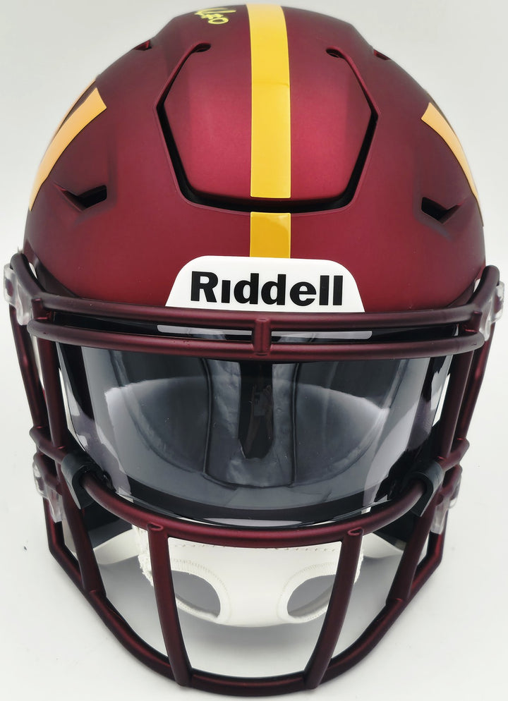 Mike Sainristil Signed Maroon Riddell SpeedFlex MIDI Mid-Size Helmet Washington