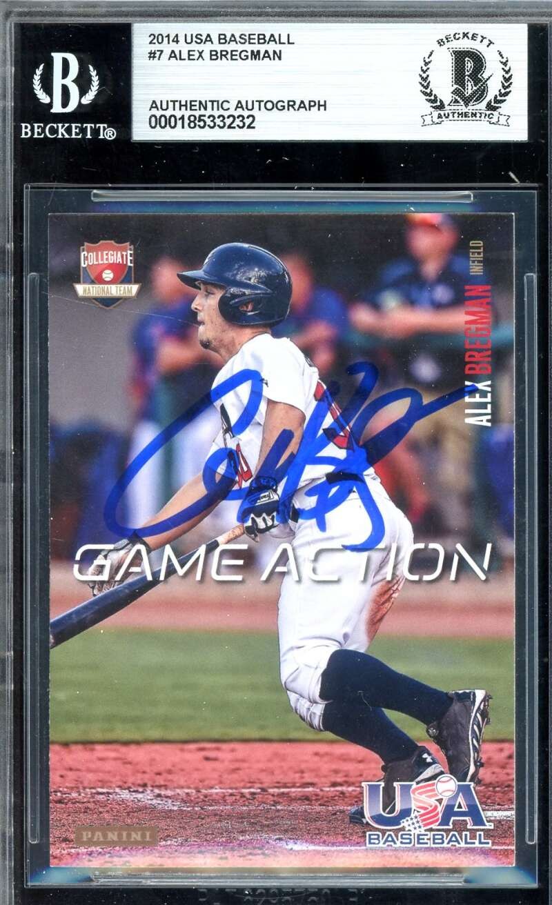 Alex Bregman Beckett BAS Signed 2014 Panini Team USA Rookie Autograph
