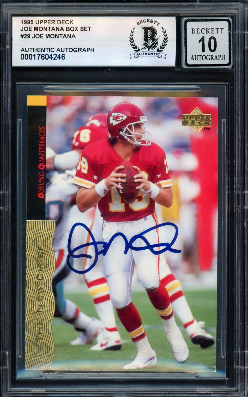 Joe Montana Signed 1995 Upper Deck Card 29 49ers Auto GM 10 Beckett #17604246