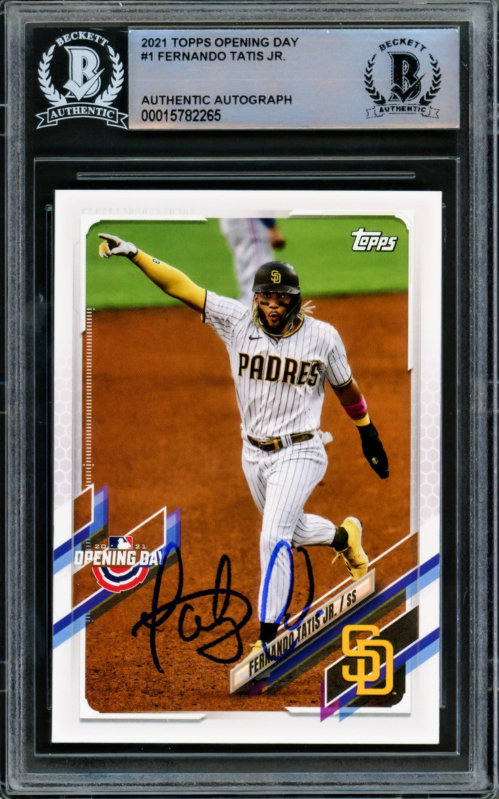 Fernando Tatis Jr. Signed 2021 Topps Opening Day Card #1 San Diego Padres