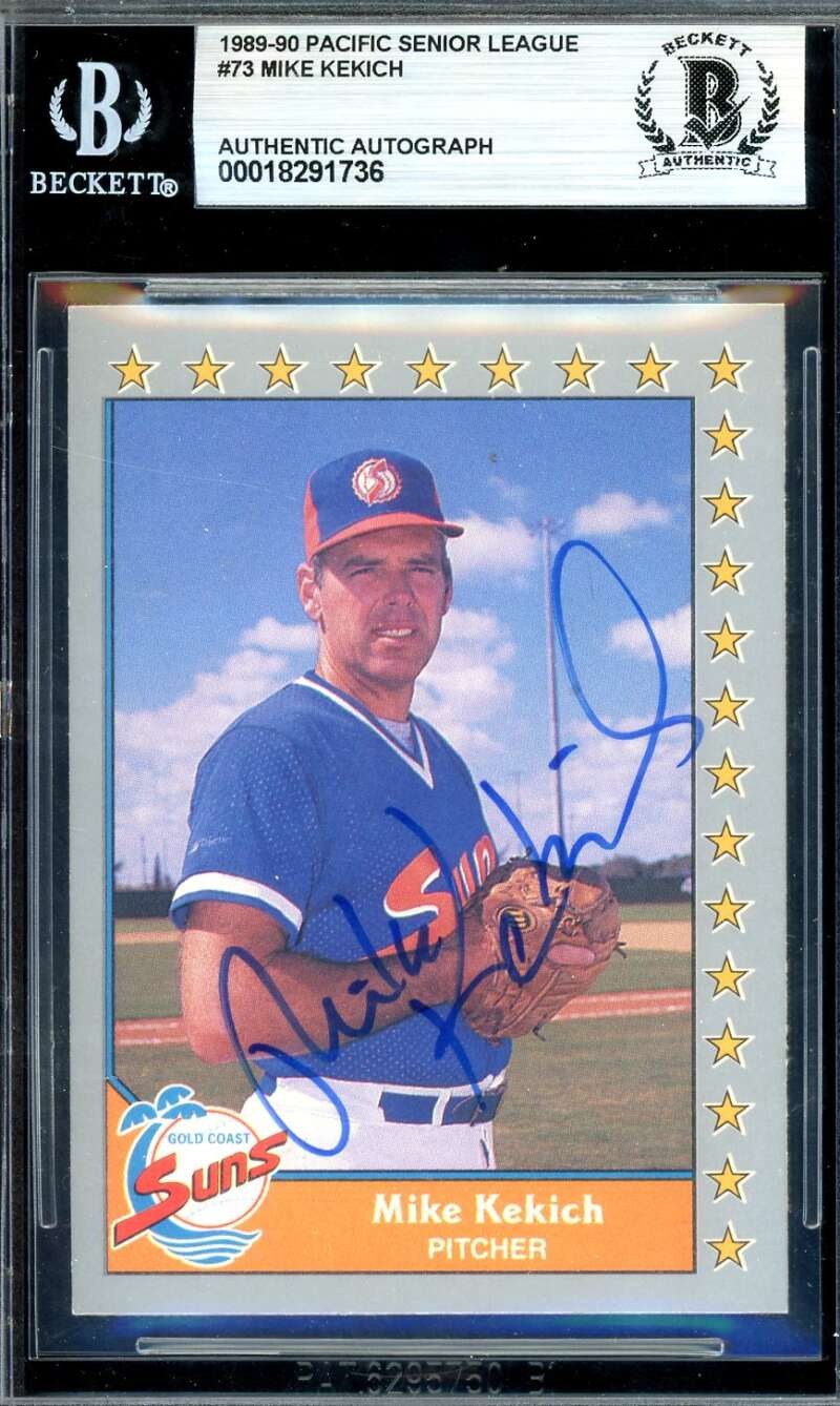 Mike Kekich Beckett BAS Signed 1989-90 Pacific Senior League Autograph