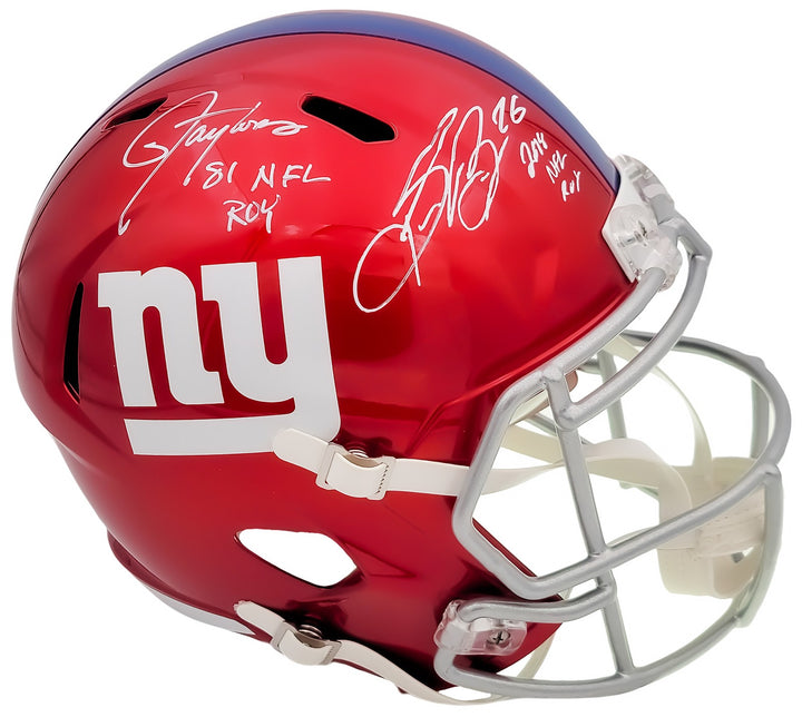 Lawrence Taylor Saquon Barkley Auto Giants Flash Red FS Rep Helmet NFL ROY BAS