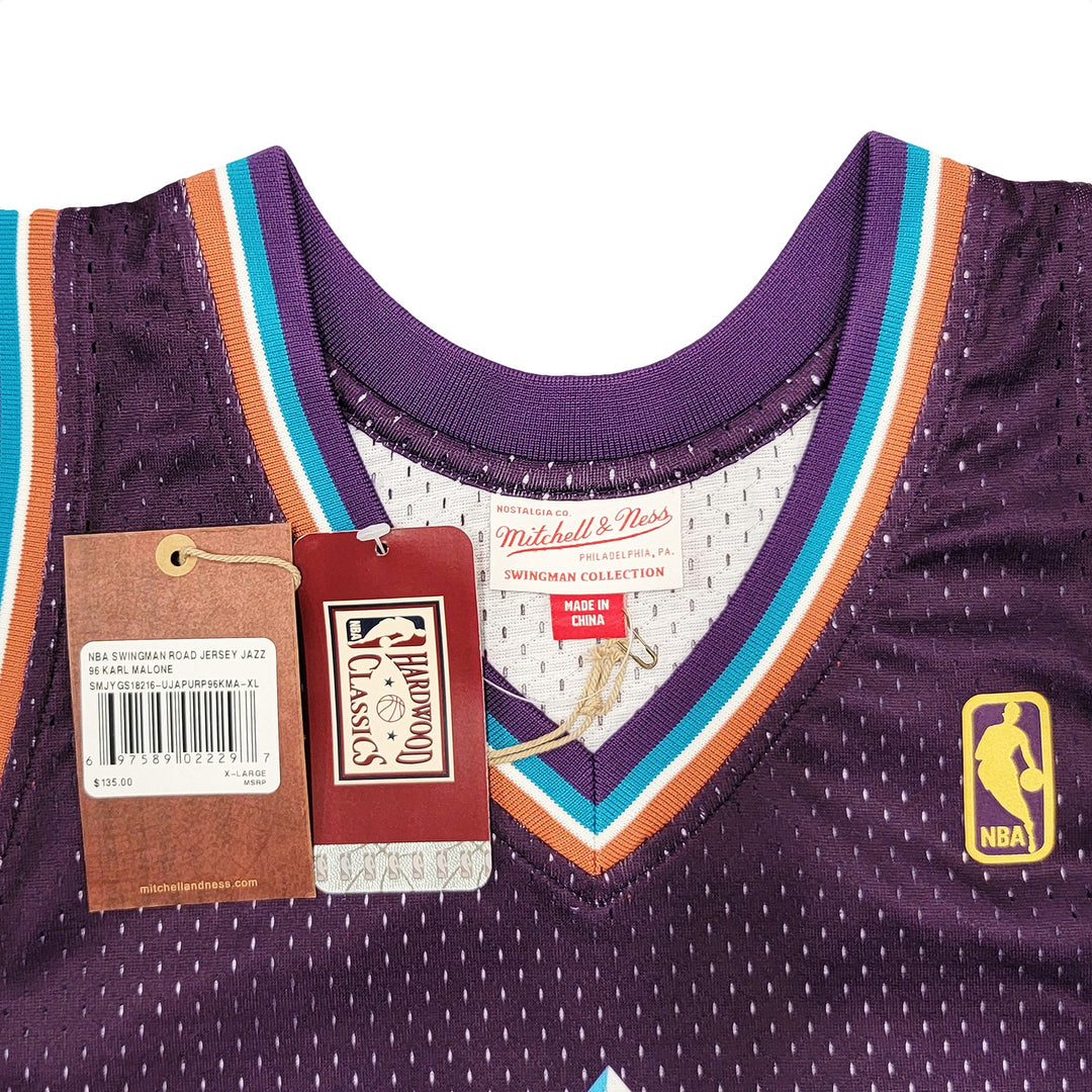 Jazz Karl Malone Auto Purple Teal Authentic Mitchell Ness Jersey Size XL Beckett