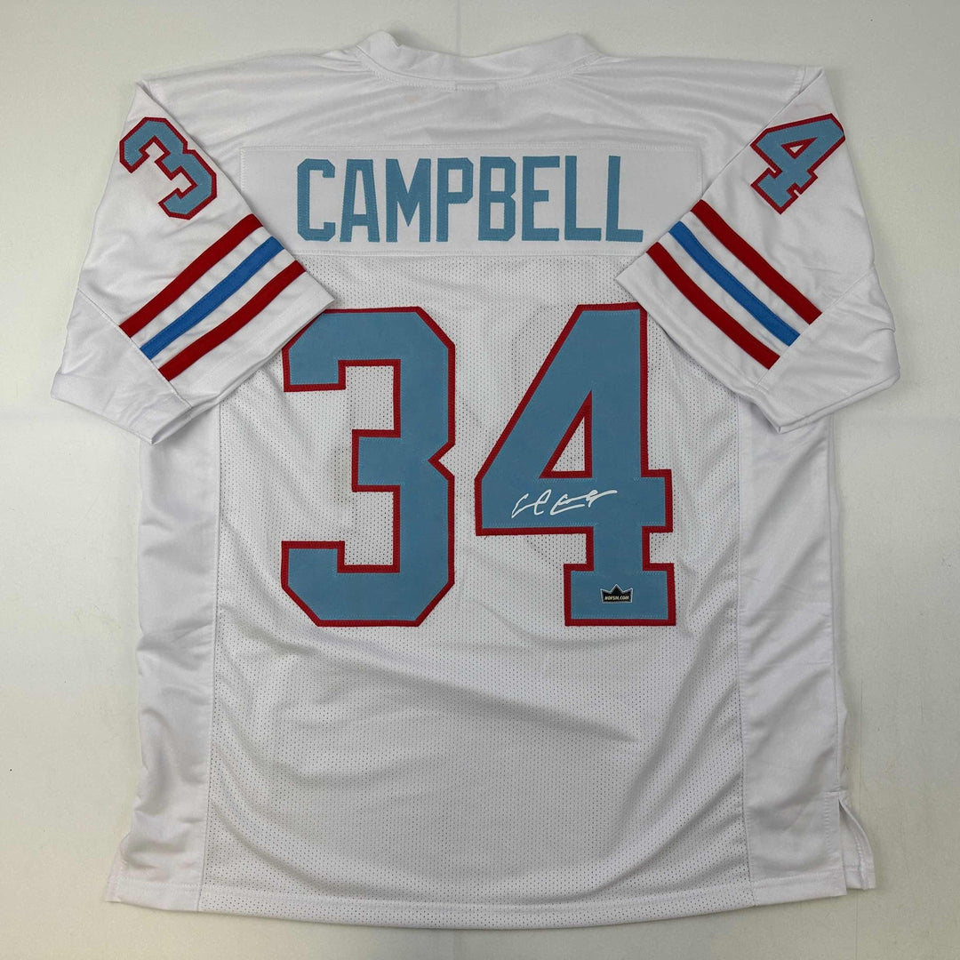 Facsimile Autographed Earl Campbell Houston White Reprint Jersey Size Men's XL