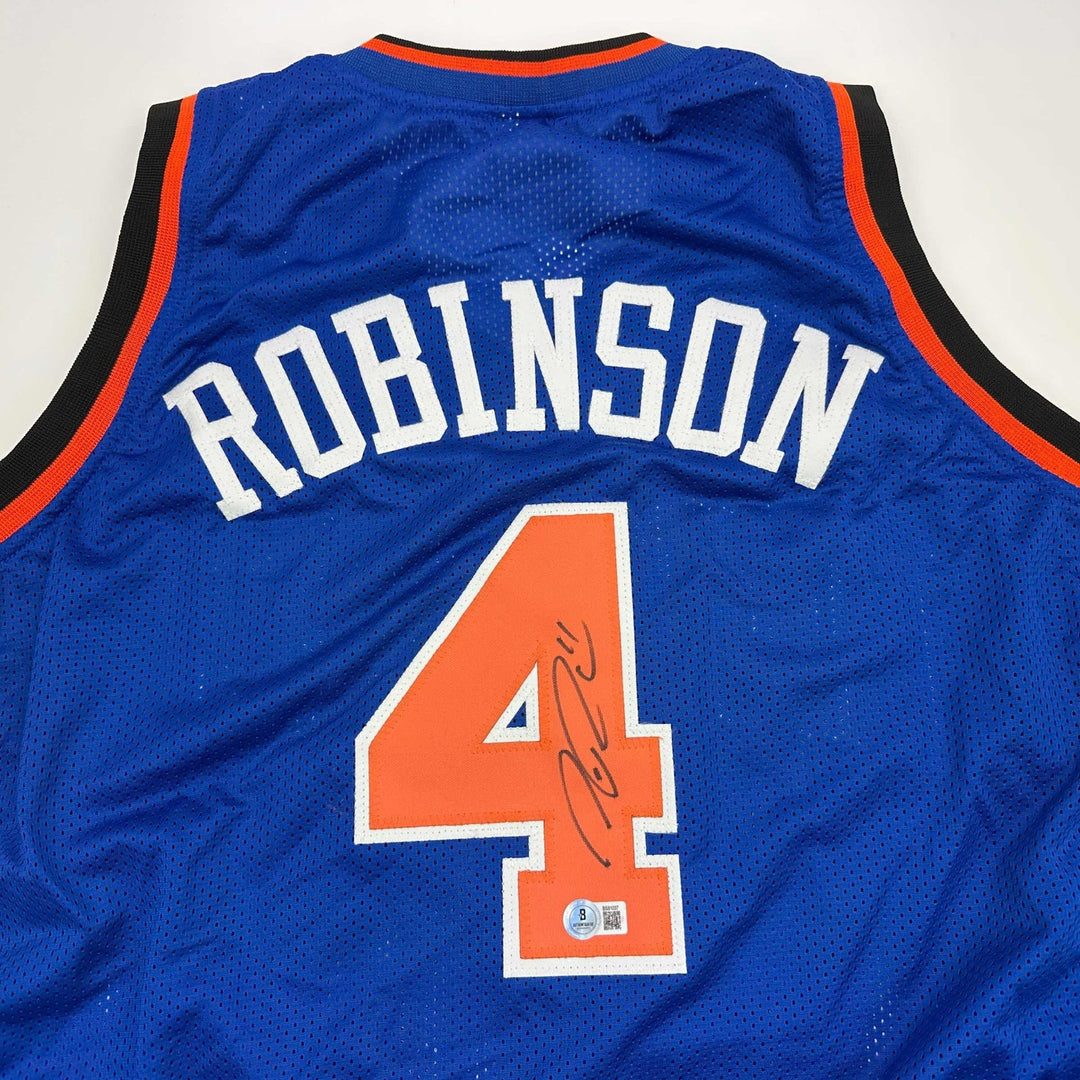 Autographed/Signed Nate Robinson New York Blue Jersey Beckett BAS COA