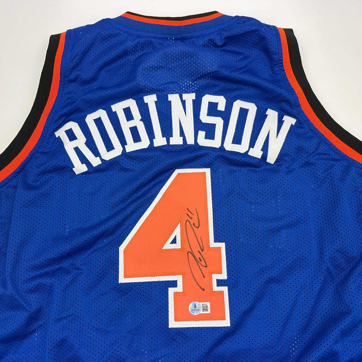 Autographed/Signed Nate Robinson New York Blue Jersey Beckett BAS COA