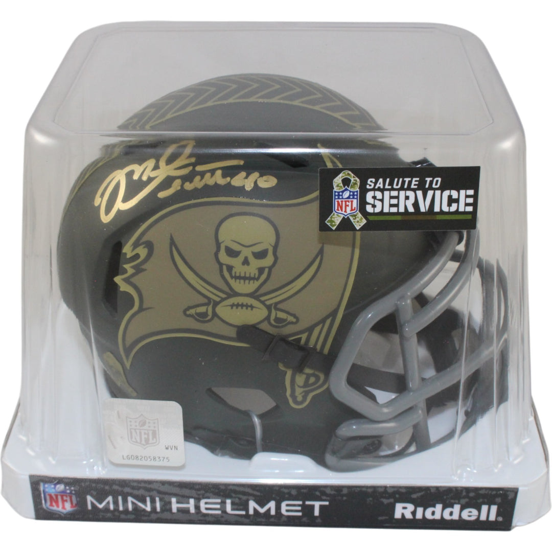 Mike Alstott Autographed Tampa Bay Buccaneers 25 STS Mini Helmet Beckett 54105