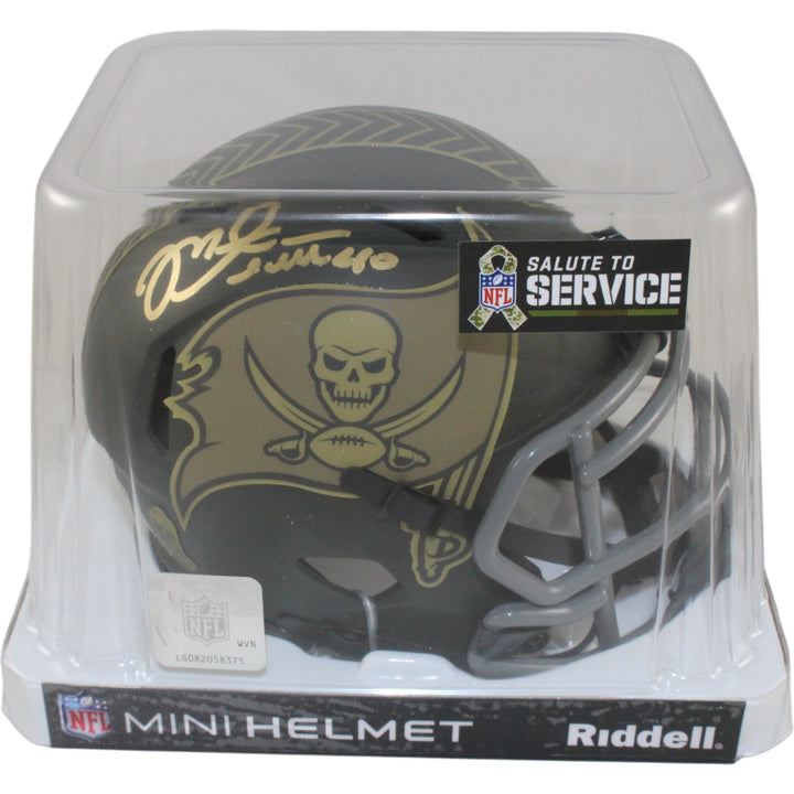 Mike Alstott Autographed Tampa Bay Buccaneers 25 STS Mini Helmet Beckett 54105