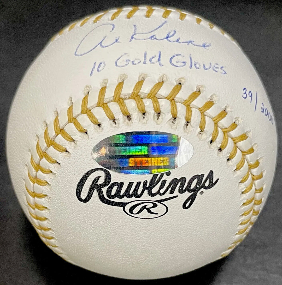 Al Kaline Signed Mlb Gold Glove Baseball 10 Gold Gloves Auto Tigers Hof Steiner