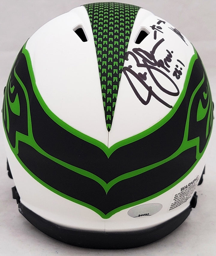 Steve Largent & Jim Zorn Auto Seahawks Lunar Eclipse White Speed Mini Helmet MCS
