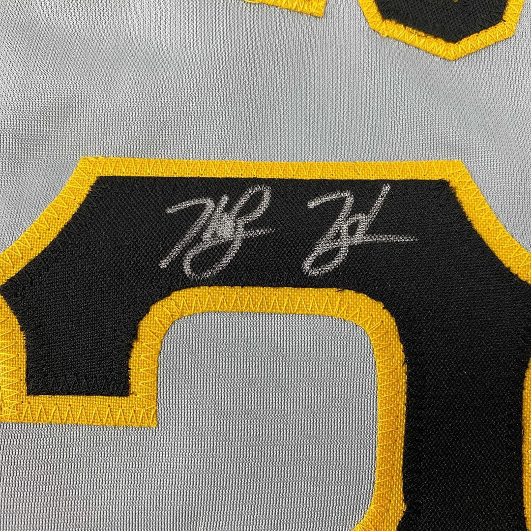 Framed Autographed/Signed Ke'Bryan Hayes 33x42 Pittsburgh Grey Jersey BAS COA