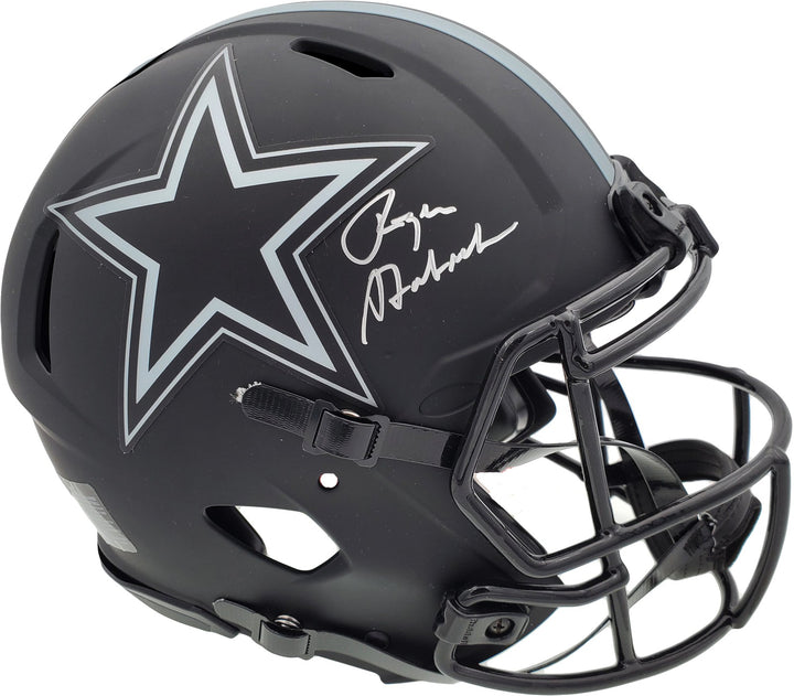 Roger Staubach Auto Eclipse Black Cowboys Full Size Authentic Spd Helmet Beckett