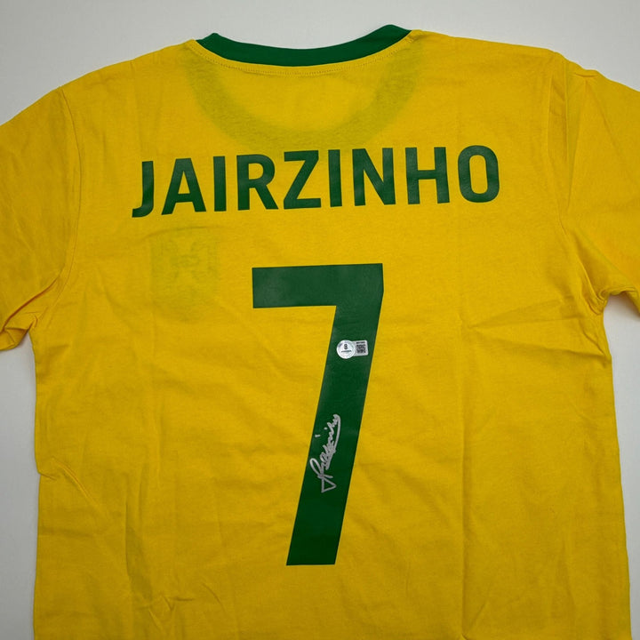 Autographed/Signed Jairzinho Brazil Yellow Soccer Futbol Jersey Beckett BAS COA