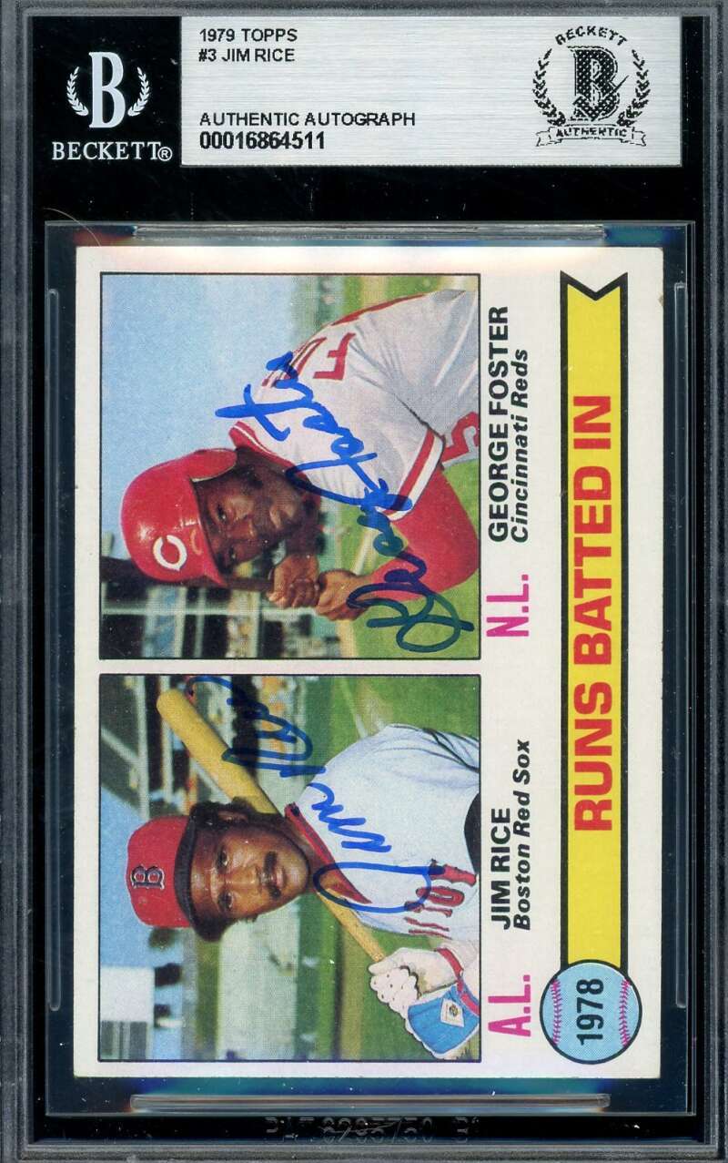 Jim Rice Beckett BAS Signed 1979 Topps 1978 Leaders Autograph