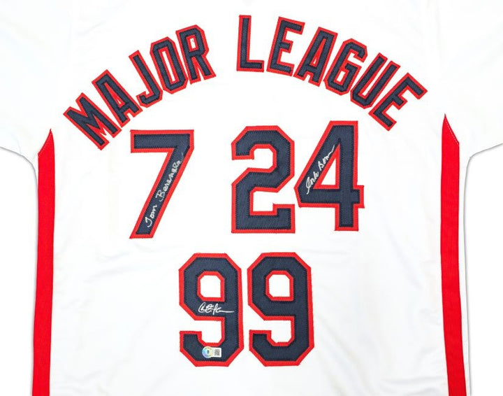 Charlie Sheen Bernsen Berenger Signed White Major League Baseball Jersey BAS