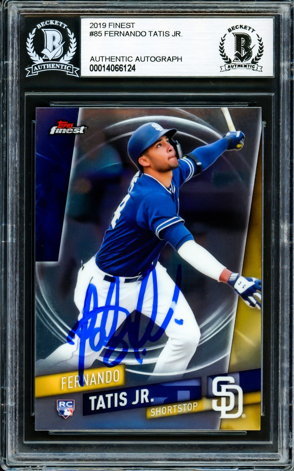 Fernando Tatis Jr. Signed 2019 Topps Finest RC 85 San Diego Padres Beckett