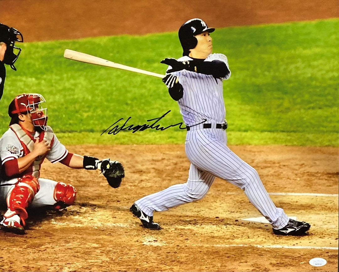 Hideki Matsui Signed 16x20 New York Yankees 2009 World Series Photo JSA