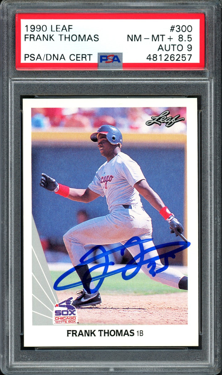 Frank Thomas Signed 1990 Leaf RC 300 White Sox Auto 9 Card 8.5 PSA/DNA #48126257