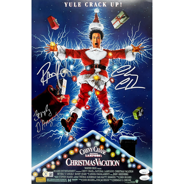 Chevy Chase Bev D'Angelo Quaid Cast Signed Christmas Vacation 12x18 Poster JSA