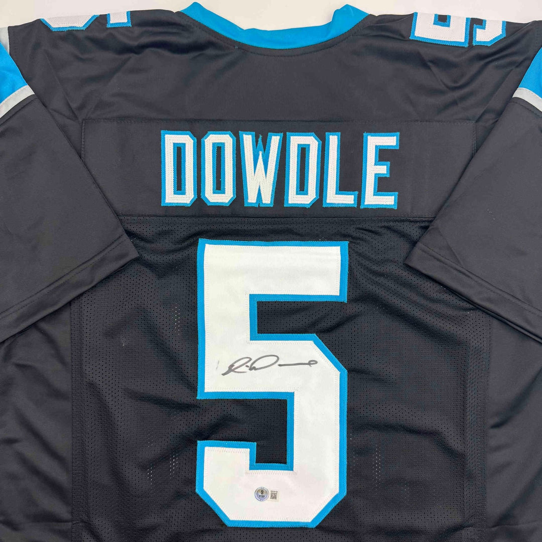 Autographed/Signed Rico Dowdle Carolina Black Football Jersey Beckett BAS COA
