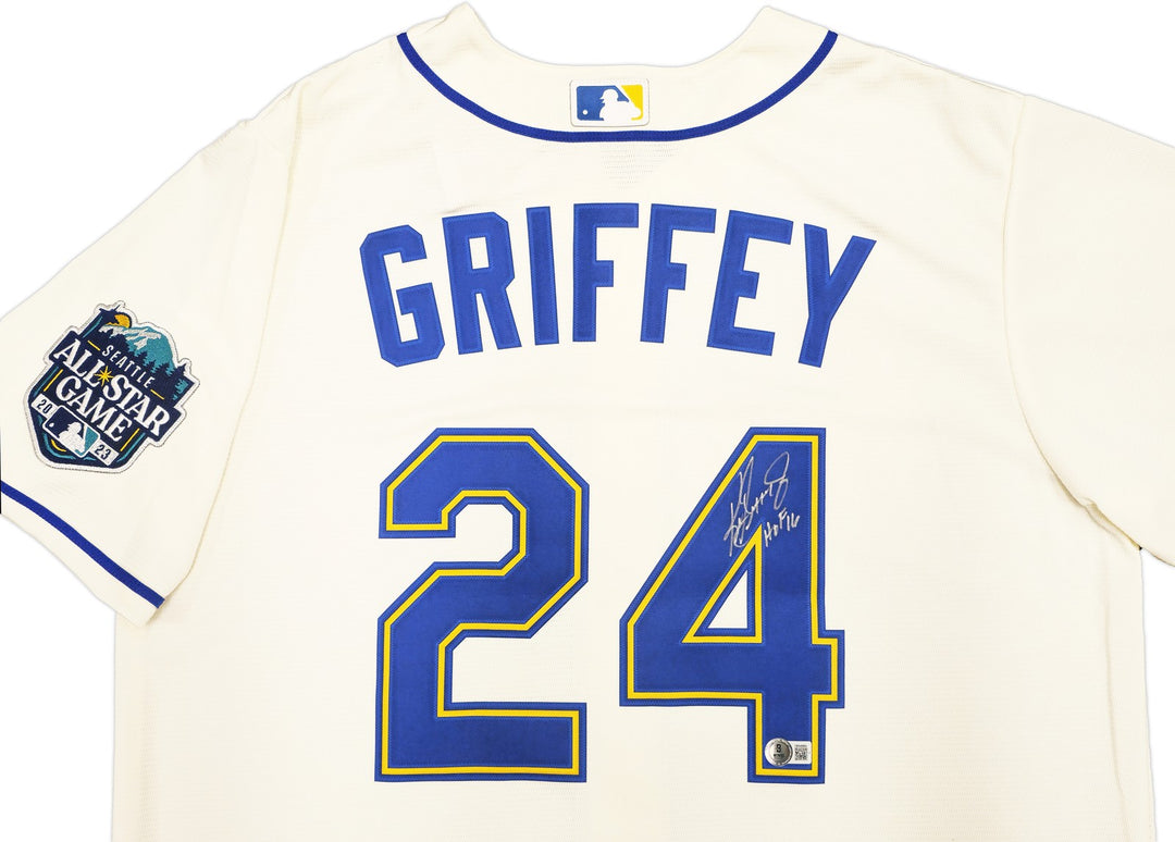 Mariners Ken Griffey Jr. Auto Cream Nike 2023 ASG Patch Jersey Sz L HOF 16 BAS