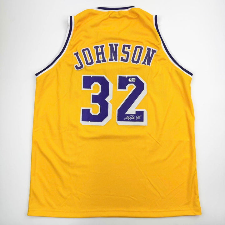 Autographed/Signed Earvin Magic Johnson Los Angeles LA Yellow Jersey COA
