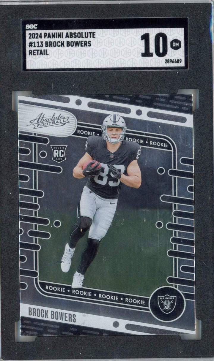 Graded 2024 Panini Absolute Brock Bowers #113 RC Football Card SGC 10 Gem Mint