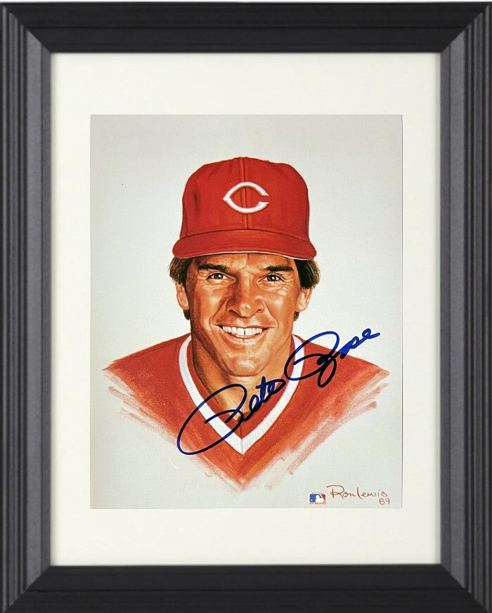 Pete Rose signed Cincinnati Reds MLB Ron Lewis 89 8x10 Photo Custom Framed -COA