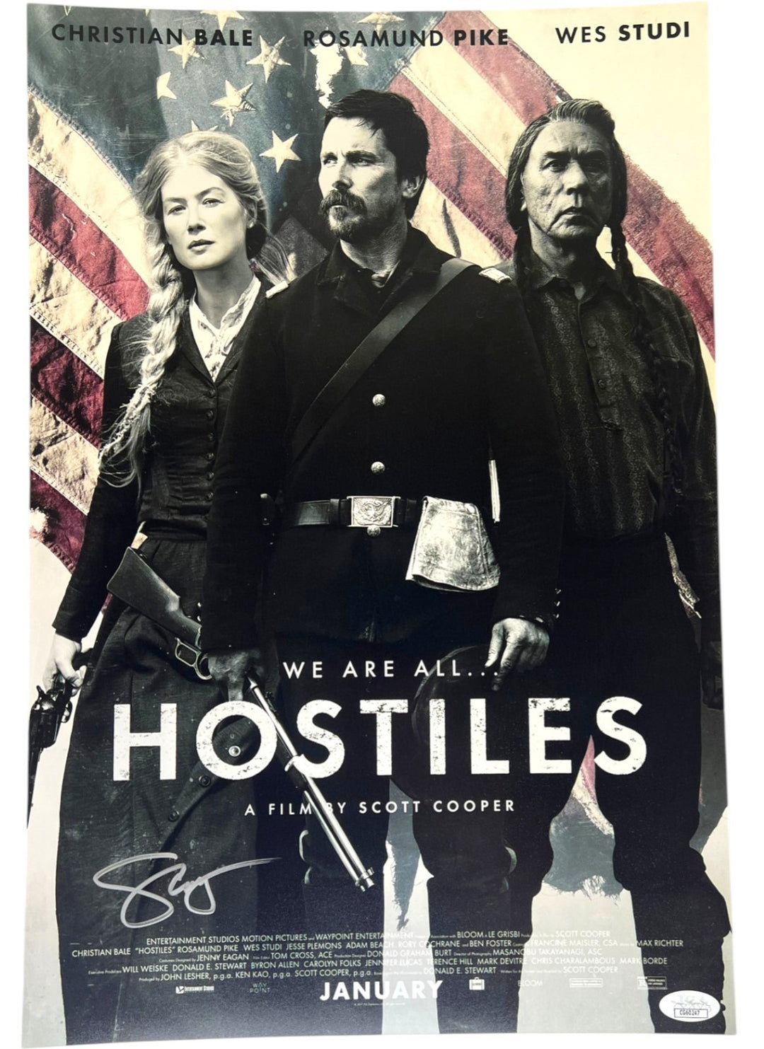 SCOTT COOPER SIGNED AUTOGRAPHED HOSTILES 12X18 MOVIE POSTER PHOTO DIRECTOR JSA