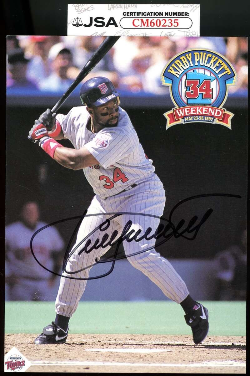 Kirby Puckett JSA Coa Signed 5x7 Photo Autograph