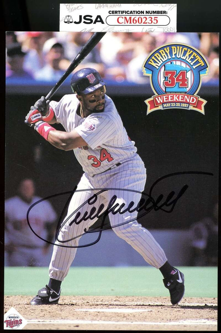 Kirby Puckett JSA Coa Signed 5x7 Photo Autograph