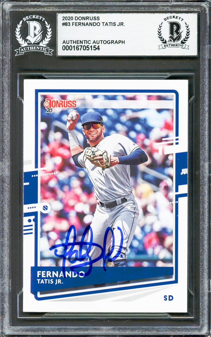 Fernando Tatis Jr. Signed 2020 Donruss Card 83 Padres Beckett #16705154