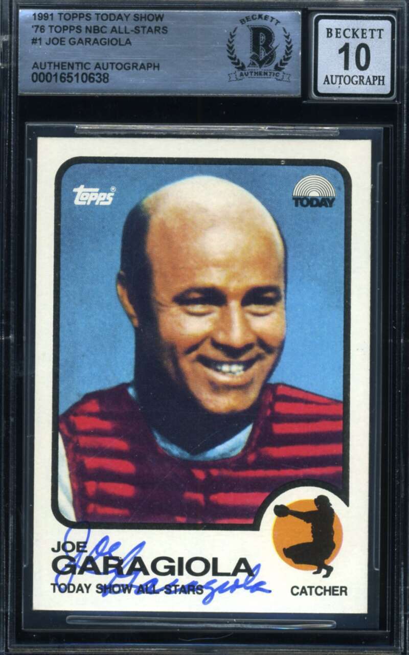 Joe Garagiola Gem Mint 10 Beckett BAS Signed 1991 1973 Topps Today Show Auto
