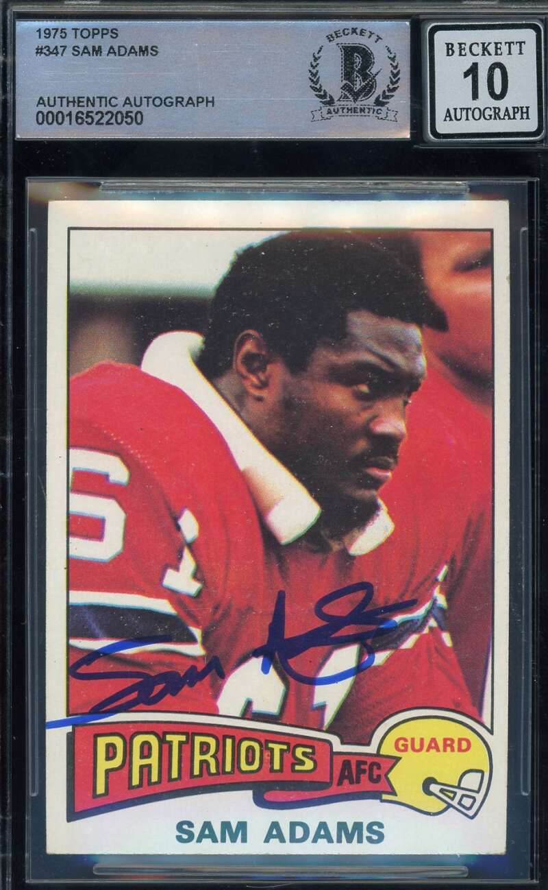 Sam Adams Gem Mint 10 Beckett BAS Signed 1975 Topps Rookie Autograph