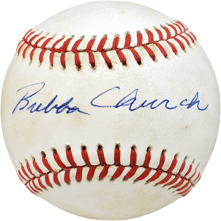 Bubba Church Signed Official NL Baseball Philadelphia Phillies, Reds Beckett