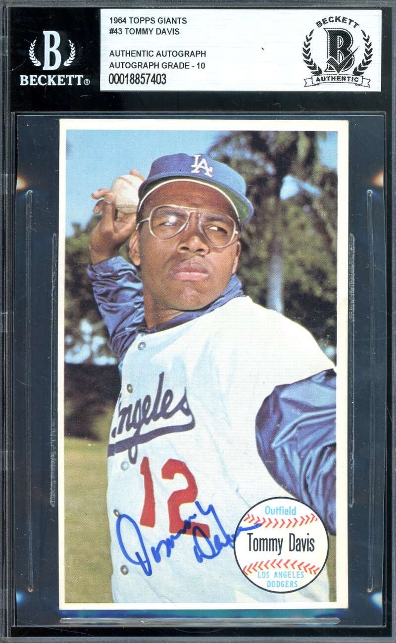 Tommy Davis Gem Mint 10 Beckett BAS Signed 1964 Topps Giants Autograph